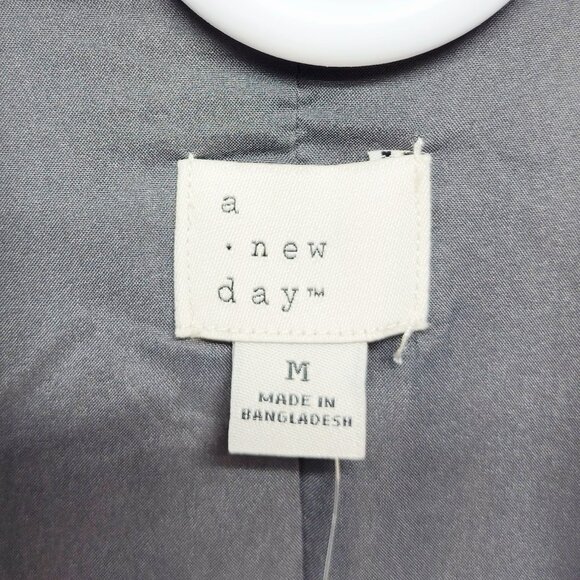 A New Day Grey Striped Double Breasted Blazer Womens Medium Responsible Style - Picture 2 of 9